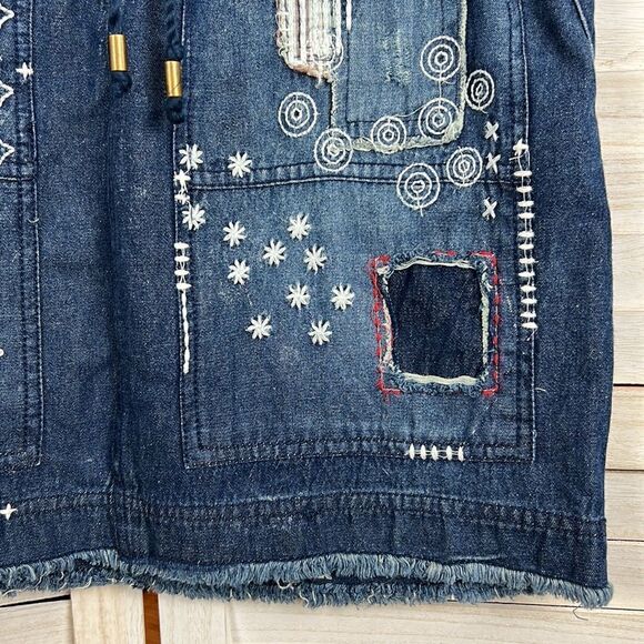 Anthropologie Pilcro Embroidered Patchwork Denim Mini Skirt Small - Picture 6 of 12